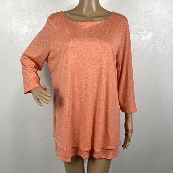 J. Jill Pure Jill Peach Color Boat-Neck Layered Tunic Top size L - Picture 1 of 9